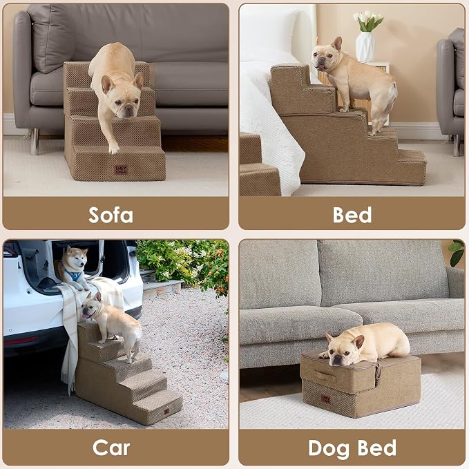 EHEYCIGA Dog Stairs for High Bed 22.5" H, 5-Step Dog Steps for Bed, Pet Steps - Image 7