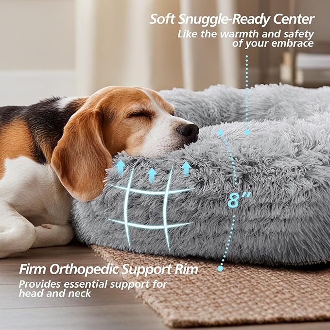 JOLLYVOGUE Calming Dog Beds Large Sized Dog, 36in Donut Washable Large Pet Bed - Image 3