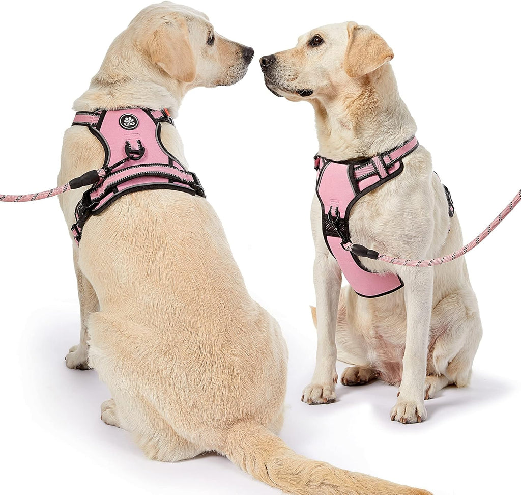 NESTROAD No Pull Dog Harness,Adjustable Oxford Dog Vest Harness with Leash,Reflective No-Choke Pet Harness with Easy Control Soft Handle for Small Dogs(X-Small,Pink)