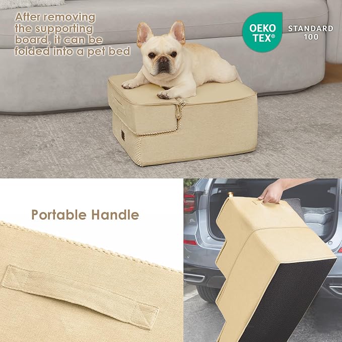 EHEYCIGA Dog Stairs for Small Dogs 13.5" H, 3-Step Dog Steps for Couch Sofa and - Image 5