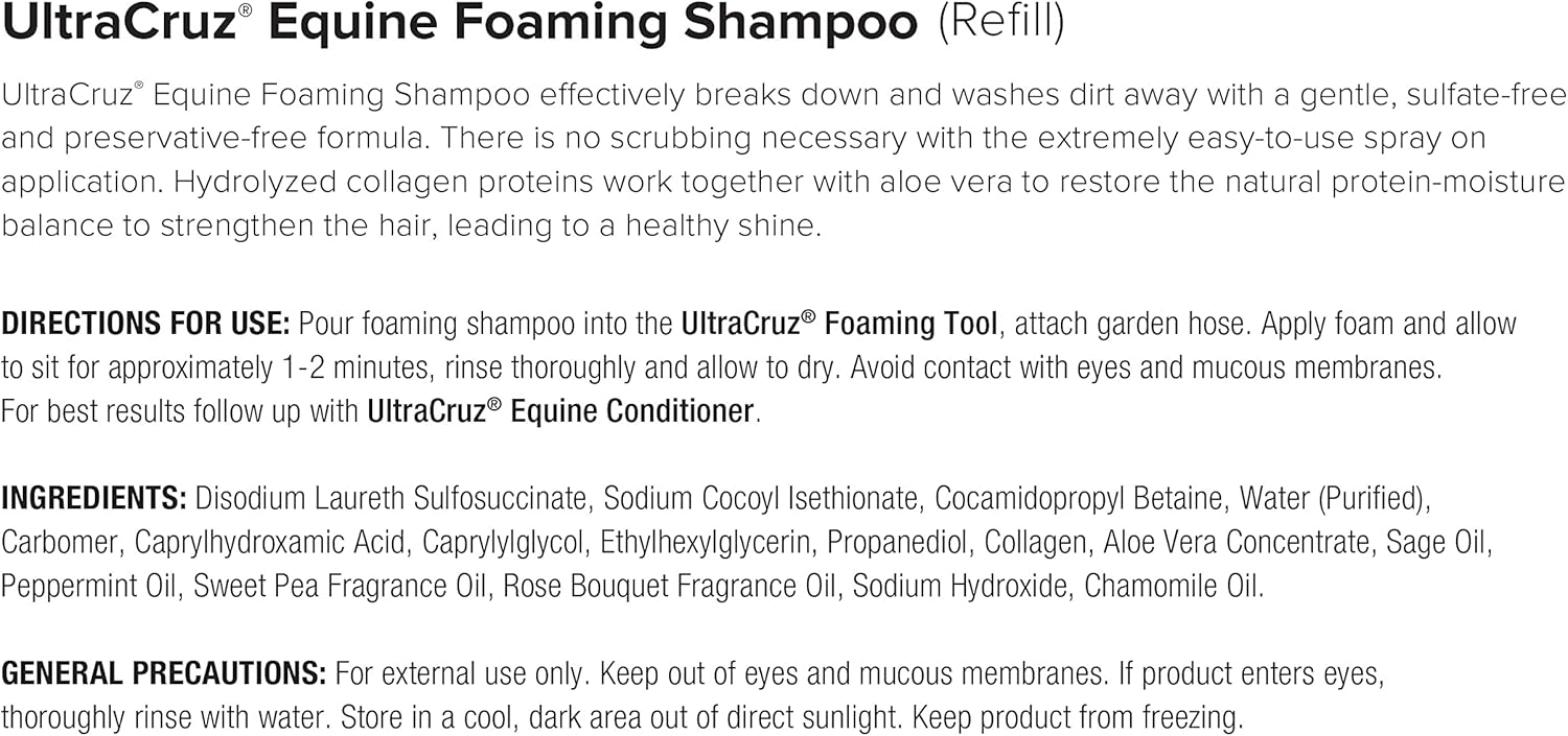 UltraCruz Equine Foaming Horse Shampoo with Travel Applicator and Refill Bundle, 32 oz Each