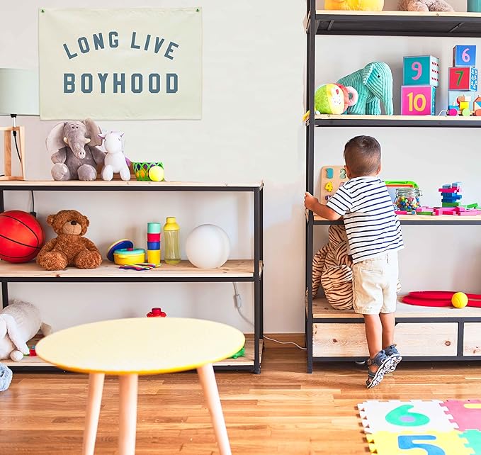 Long Live Boyhood Canvas Banner-Nursery Hanging Rectangular Poster Flag Sign Art for Baby Kids Boy,Nursery Playroom Boyroom Babyroom Decoration,Christmas Gift Idea for Boys 28.5"L x 20"W