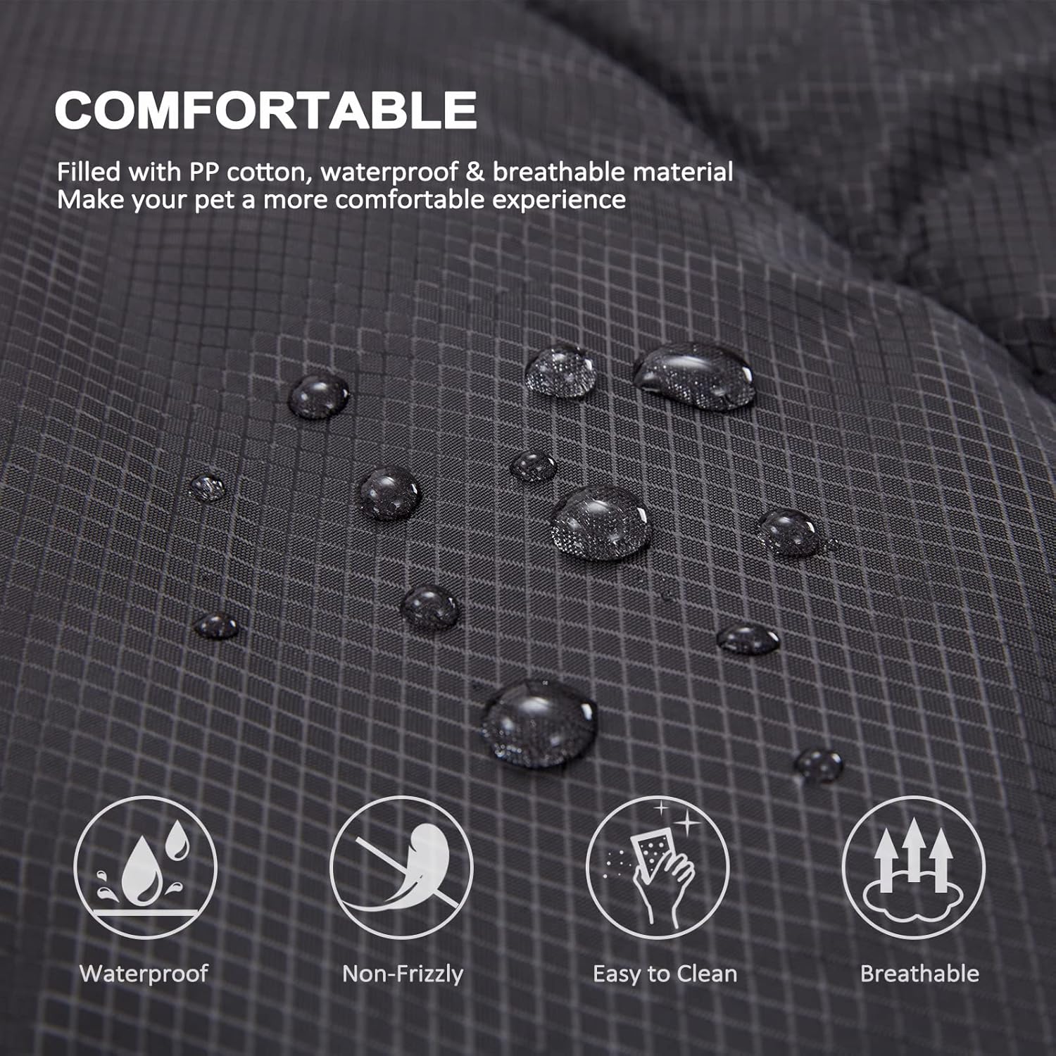 BDEUS 51x35In Extra Large Size Outdoor Dog Bed, Waterproof & Portable Camping Travel Pet Mat, Easy to Clean, Washable Odor Resistant Pet Cooling Pad (Black)