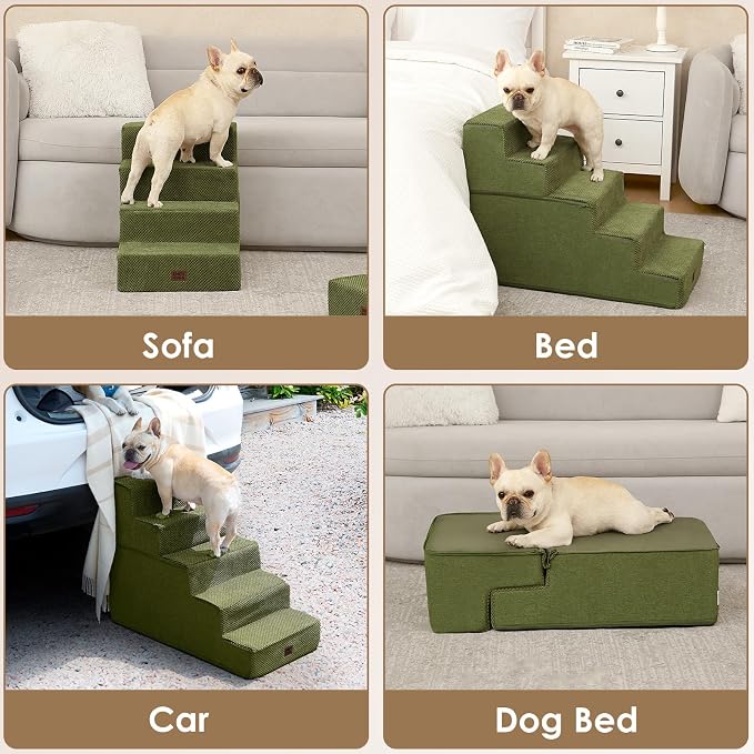 EHEYCIGA Dog Stairs for Bed 18" H, 4-Step Dog Steps for High Bed, Pet Steps for - Image 7
