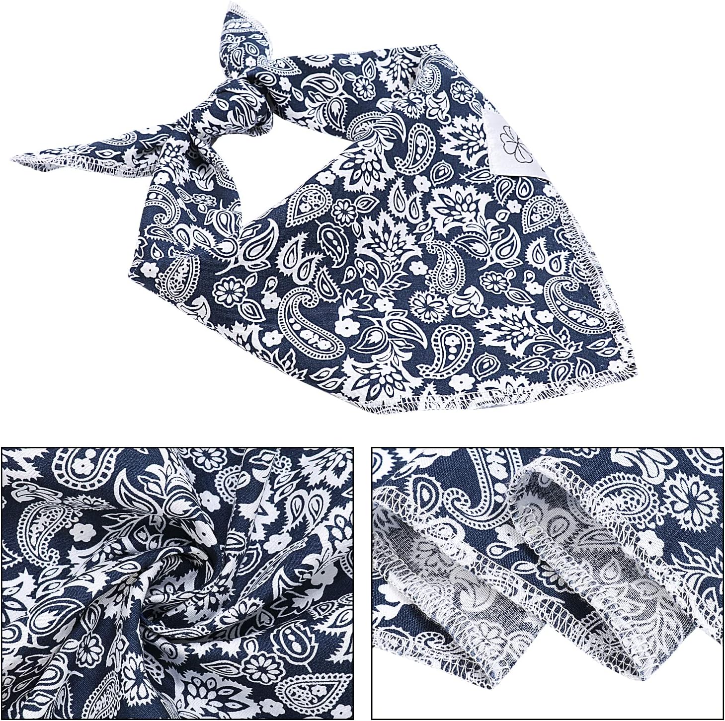 E-Clover Dog Bandanas Boy & Matching Scrunchie Set Dog Bandana Scarf Bibs with Bow Scrunchies for Medium Large Dogs Pet Owner Mom Boho