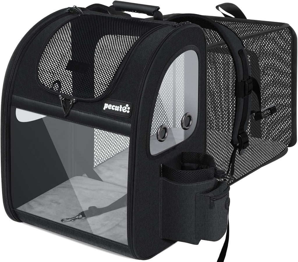 Pecute Pet Carrier Backpack, Dog Carrier Backpack, Expandable with Breathable Mesh for Small Dogs Cats Puppies, Pet Backpack Bag for Hiking Travel Camping Outdoor Hold Pets Up to 18 Lbs