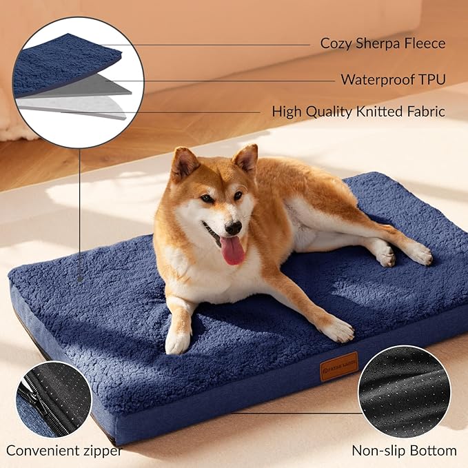 Patas Lague Orthopedic Dog Bed for Small Dogs 20''X15'', Soft Waterproof Egg - Image 3