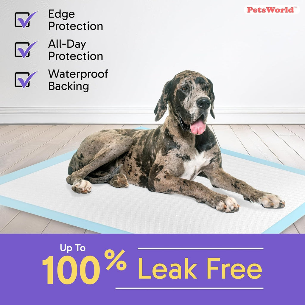 PETSWORLD Giant Dog Potty Pads, Odor-Eliminating, 36" x 36", Ultra Absorbent 5-Layer Leak-Proof Training Pads for Dogs & Cats (36x36, 150 Count)