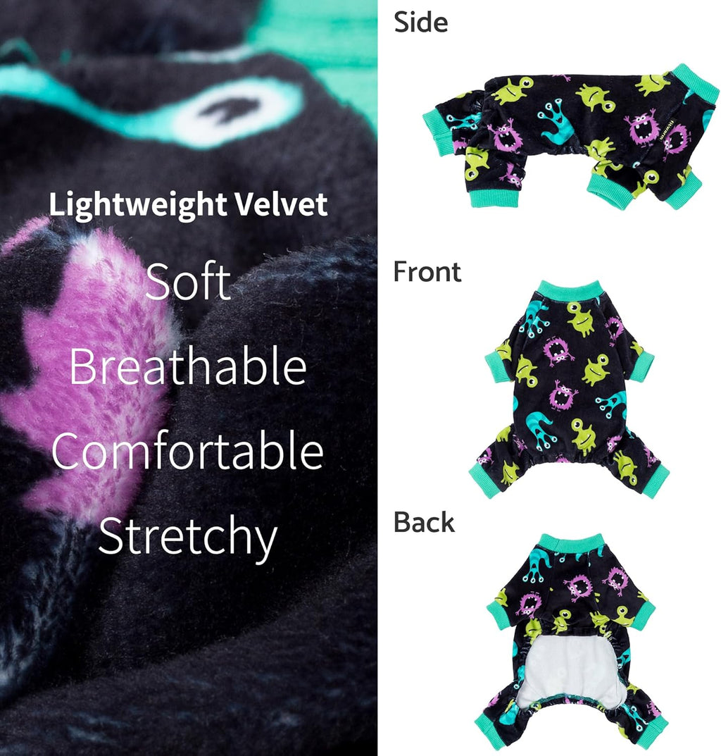 Fitwarm Cute Monster Halloween Dog Pajamas, Funny Costumes for Small Dogs Boy Girl, Festive Pet Clothes, Green, Purple, Black, Small