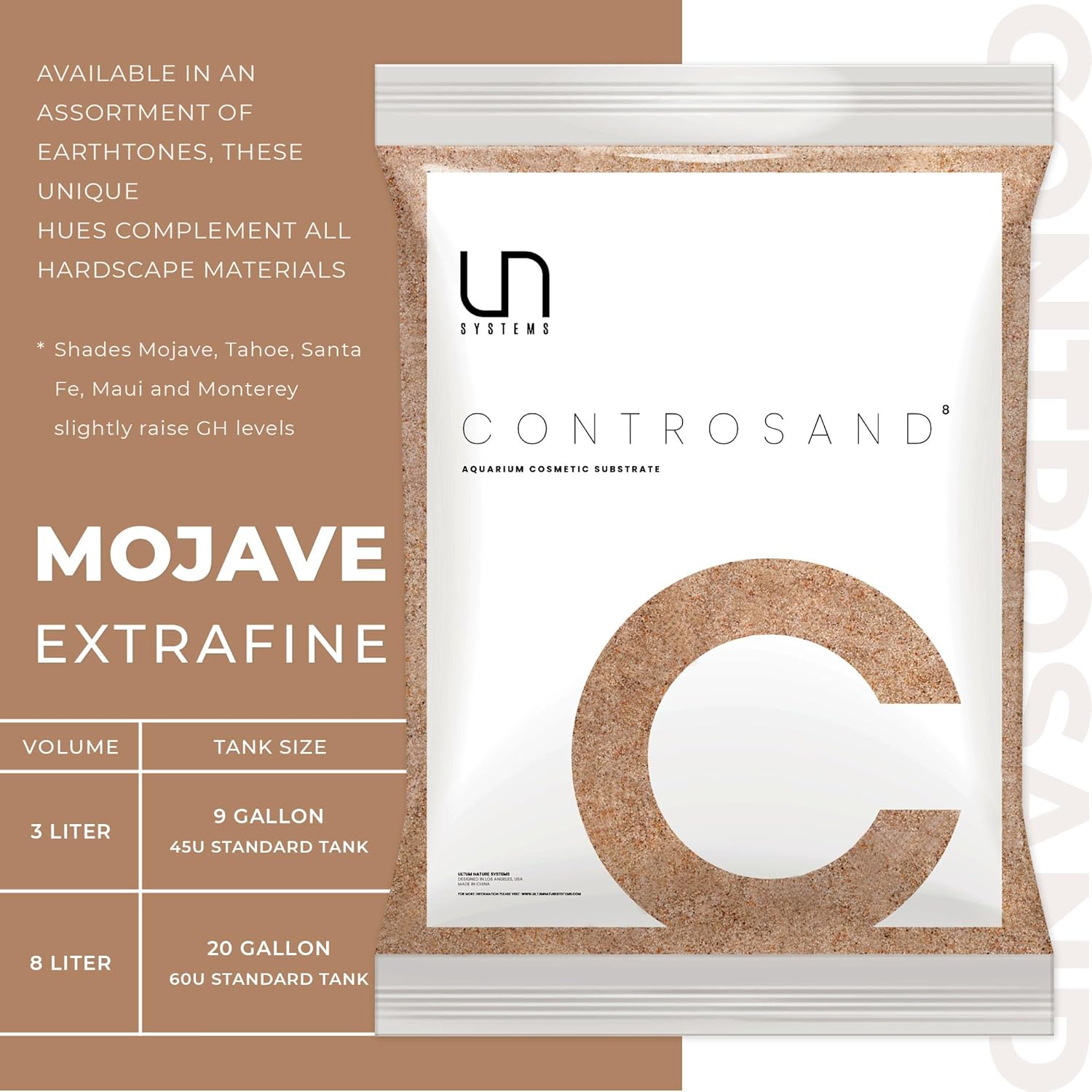 Ultum Nature Systems Controsand Mojave Aquarium Sand (8L) - Freshwater Tank Substrate for Live Shrimp & Planted Aquariums