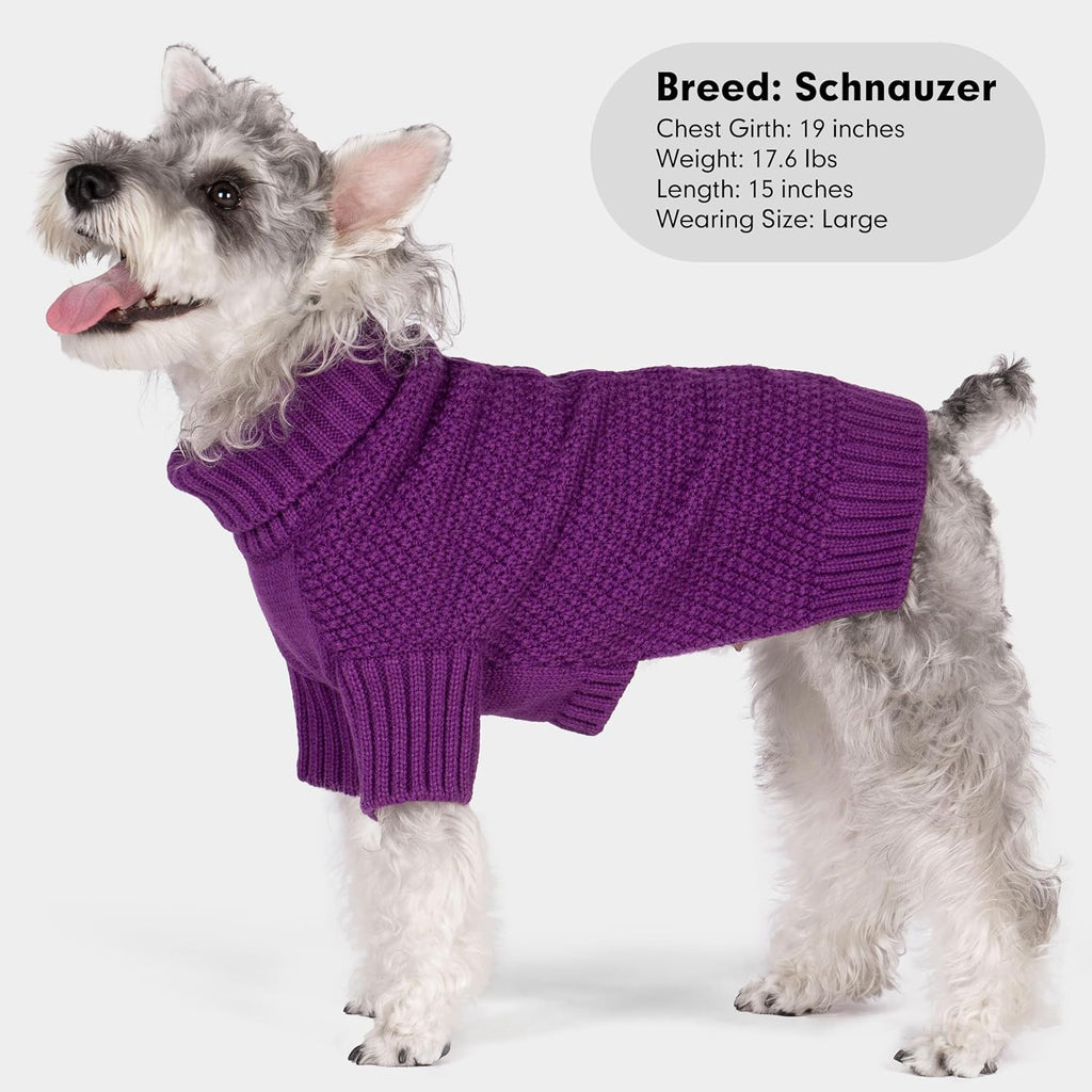 cyeollo Dog Sweater Pullover Turtleneck for Dogs Girl, Classic Knitwear Fall Winter Cold Weather Doggie Clothes Warm Pet Apparel Small Dog Sweaters, Purple S