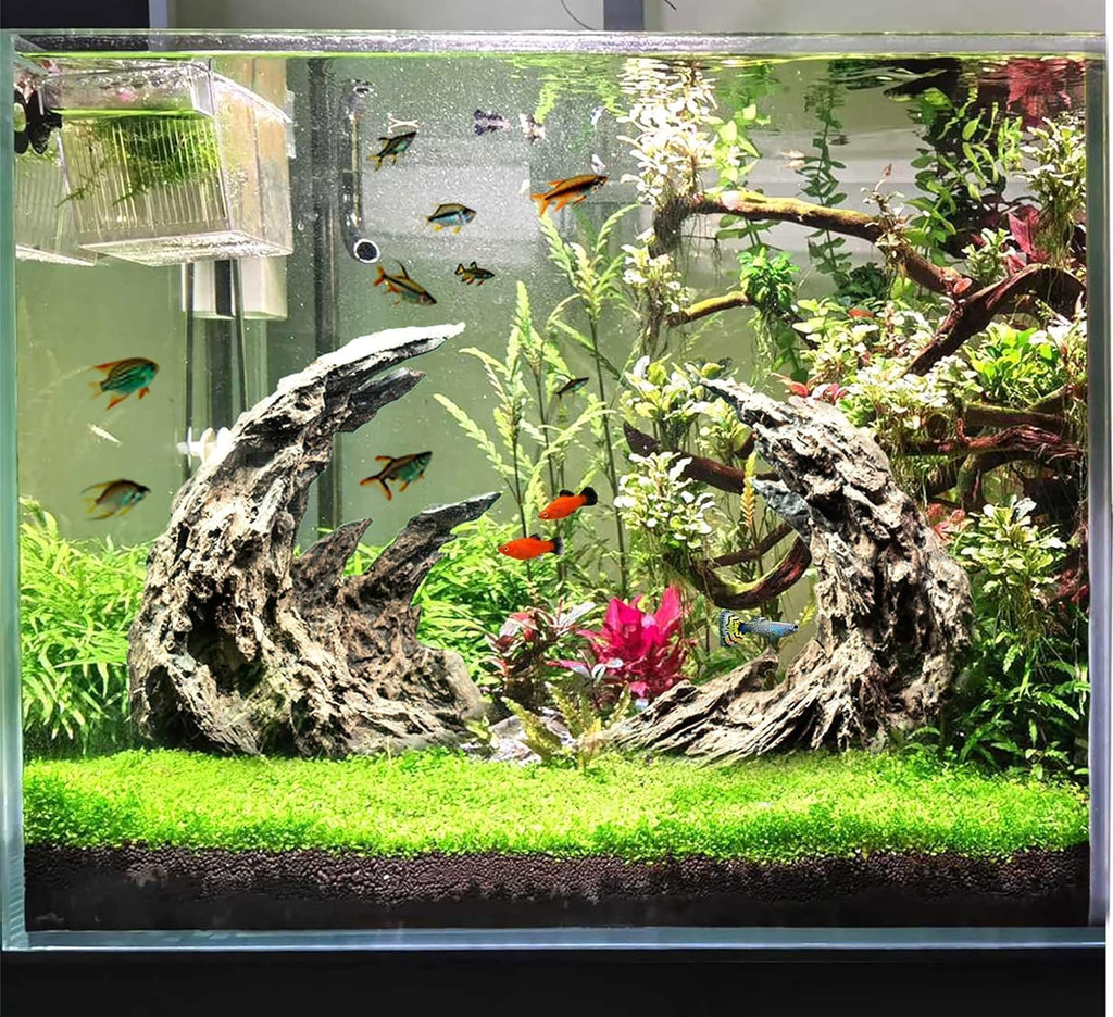 Novelsite Fish Tank Decor- Jagged Canyon Rock Formation ，Made of Solid Sandstone，Suitable for a Variety of Fish Tank Scenes, DIY Planting Moss, Safe and Non-Toxic