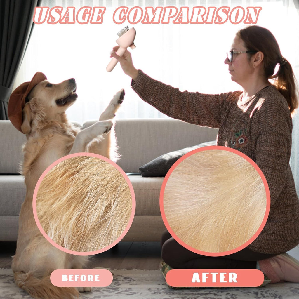 Self-Cleaning Spray Cat Brush for Shedding, Removes Static Flying Hair, and Works Wonders for Both Long and Short-Haired Pets 2 In 1 Cleaning Brush for Cats And Dogs Grooming (pink)