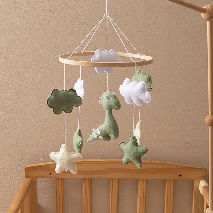GOODMOM Dinosaur Baby Crib Mobile | Dinosaur Nursery Mobile Theme | Newborn Baby Stuff | Baby Shower Gift for Boys & Girls | Easy Assembly & Durable (Green)