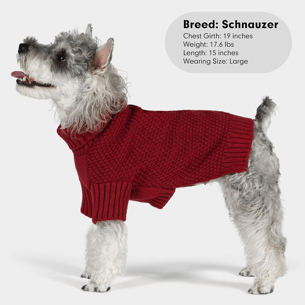 cyeollo Dog Sweater Knitwear with Leash Hole Turtleneck Pullover Sweaters Fall Winter Dog Clothes Sweaters for Large Dogs, Burgundy XXXL