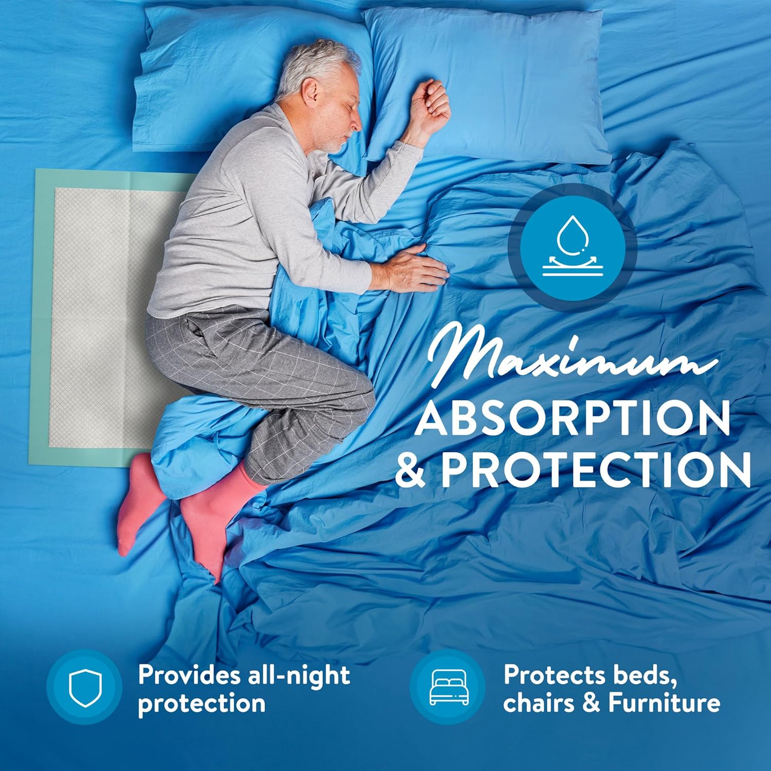 Inspire Extra Large Super Absorbent Disposable Bed Pads for Incontinence Ultra Thick and Absorbent Bed Pads Disposable Adult | Puppy Pads | Pee Pads for Adults (36" X 36" Pack of 50)