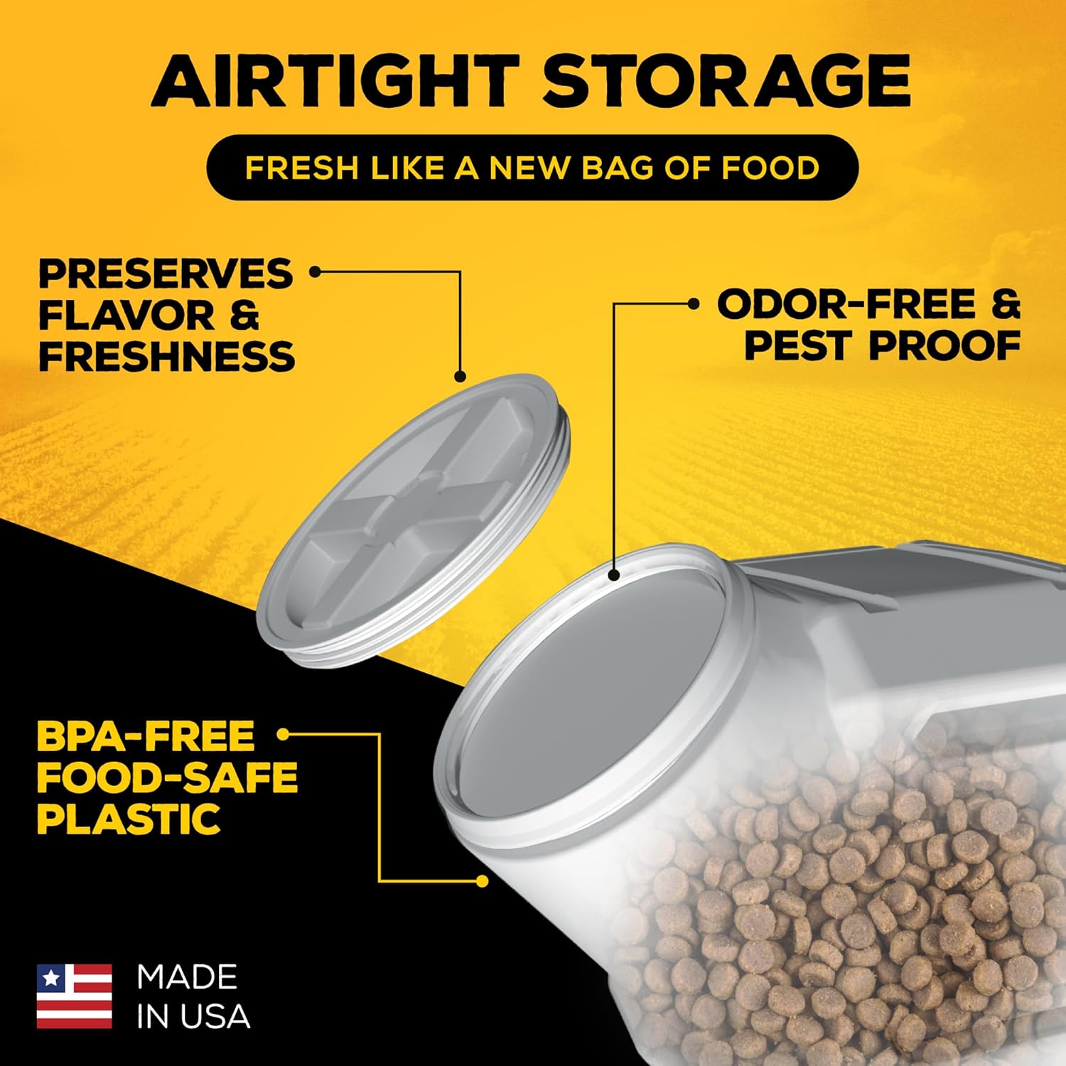 Gamma2 Vittles Vault Pet Food Storage Containers - Sealed Dog and Cat Food Storage Container, Fits up to 35lbs, Made in the USA - [12"L x 16.75"H]