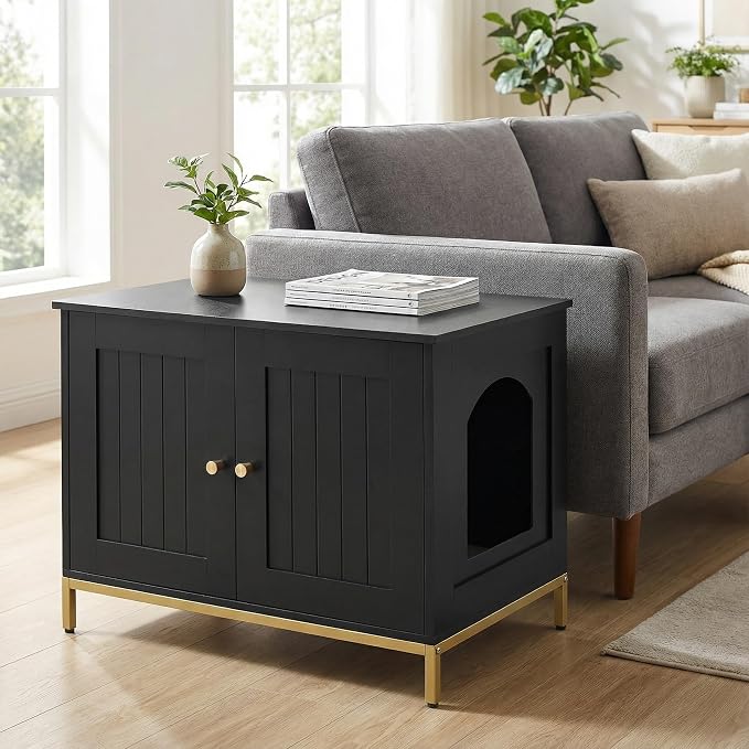 Homhedy Cat Litter Box Enclosure, Cat Washroom Furniture - Image 6