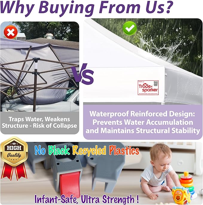 Tradesparker 10x15 Pop Up Canopy Tent,Commercial Movable Canopy with ApexCore LED & Rugged Casters-Instant Easy Setup Shelter Canopies with Weight Bags & Stakes for Oudoor Events Markets Vendors,Black