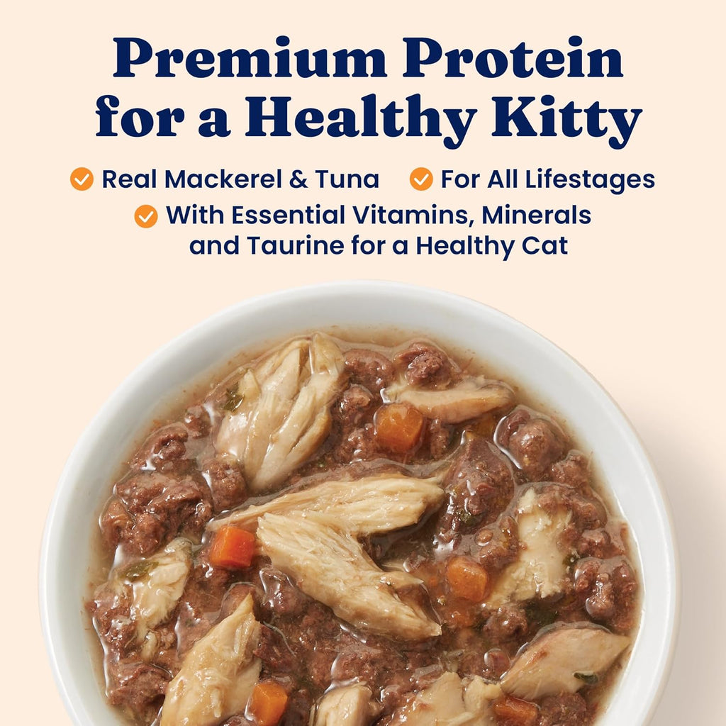Five Oceans Solid Gold Wet Cat Food Shreds in Gravy - 3 Count Sample Pack - Real Tuna & Mackerel Cat Food for All Ages - Grain Free, Sensitive Stomach
