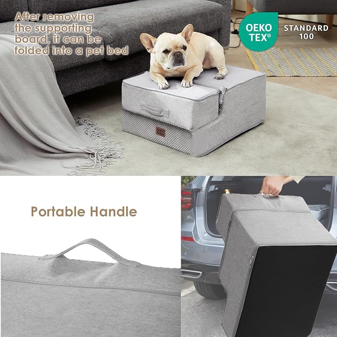 EHEYCIGA Dog Stairs for Small Dogs 13.5" H, 3-Step Dog Steps for Couch Sofa and - Image 5