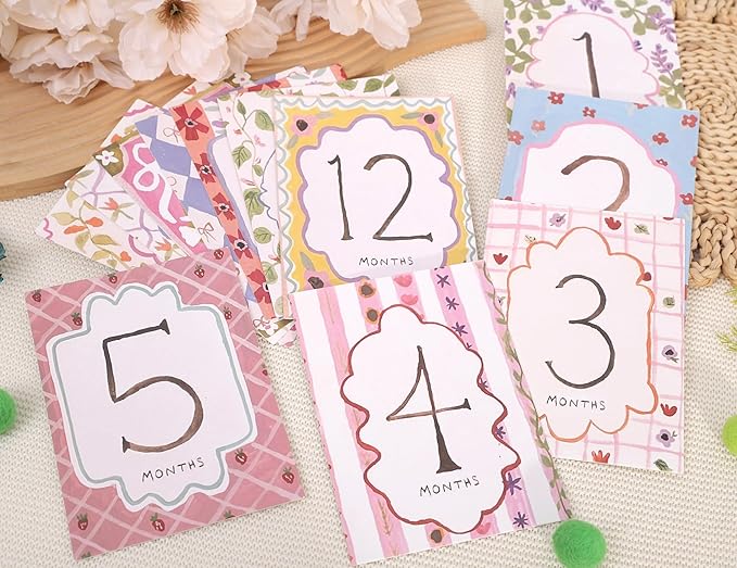 Baby Boy/Girl Monthly Milestone Cards - First Holiday Cards,First Year Month Photo Milestone Cards,Baby Shower Newborn Photo Prop (Cards-2)