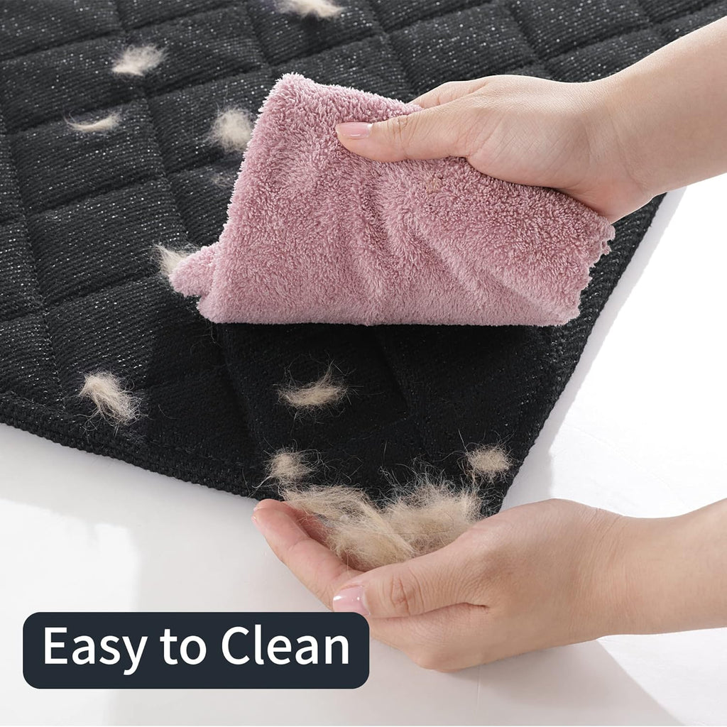MABOZOO Indestructible Dog Beds - Chew Proof Crate Pad for Aggressive Chewers, Machine Washable Quilted Mat, Durable for Large Dogs, Black Kennel Pad (28x47 in)