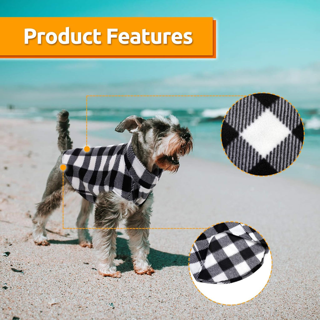 ASENKU Dog Sweater, Plaid Dogs Fleece Vest, Soft Comfortable Pet Pajamas, Warm Winter Puppy Shirt, Cold Weather Coat Jacket Pet Clothes for Small & Medium Dog Breeds