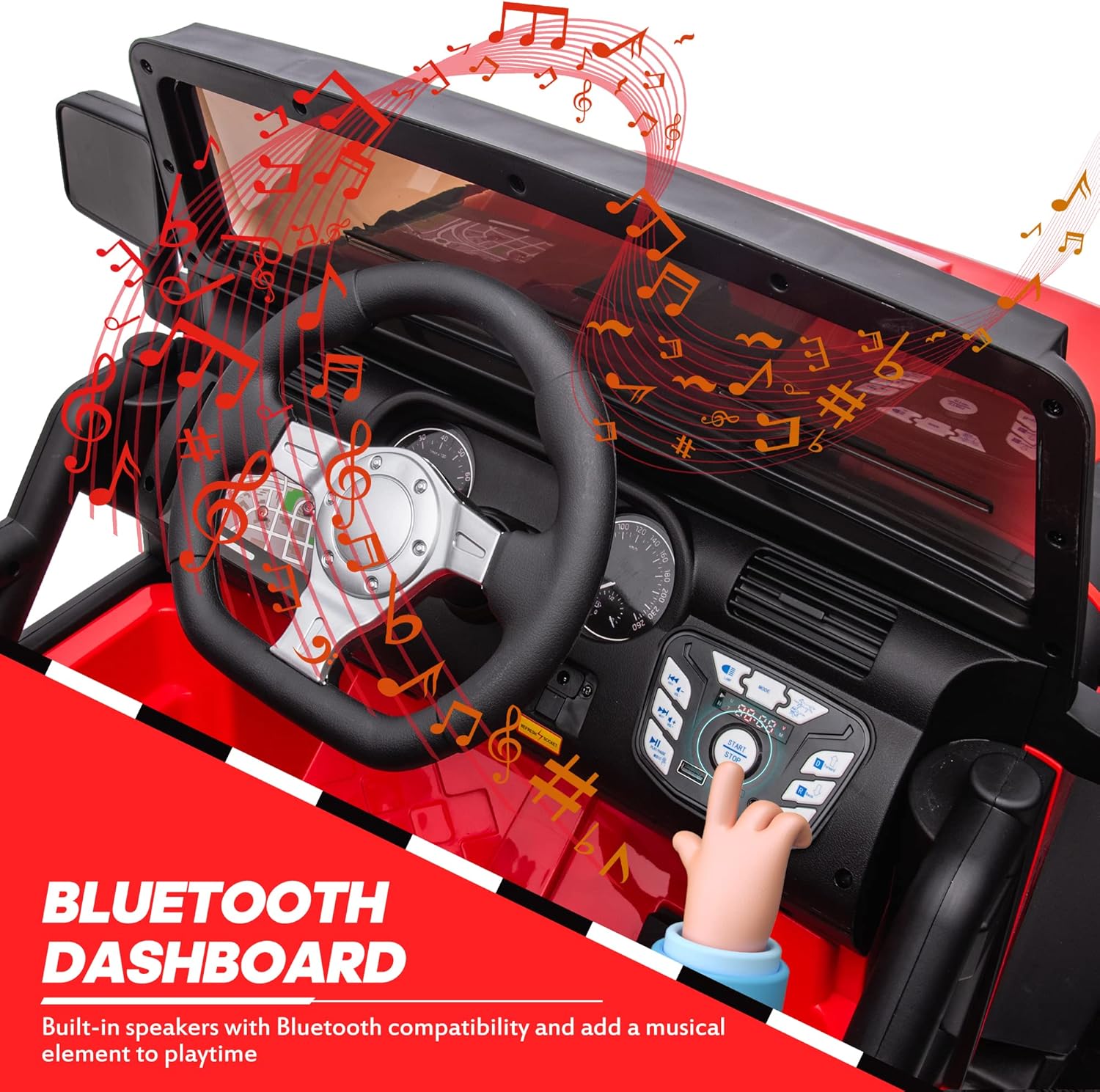 24V 9Ah Ride on Toy for Big Kids, 4WD 2 Seater Ride on Car Truck with Remote Control, 4x200W Motor - Red