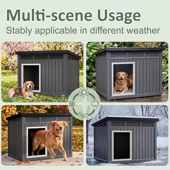 DRATO Large Dog House, Weatherproof Resin Large Dog House Outdoor - Image 5