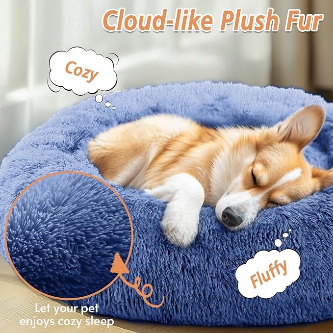 JOLLYVOGUE Calming Dog Beds Large Sized Dog, 36in Donut Washable Large Pet Bed - Image 2