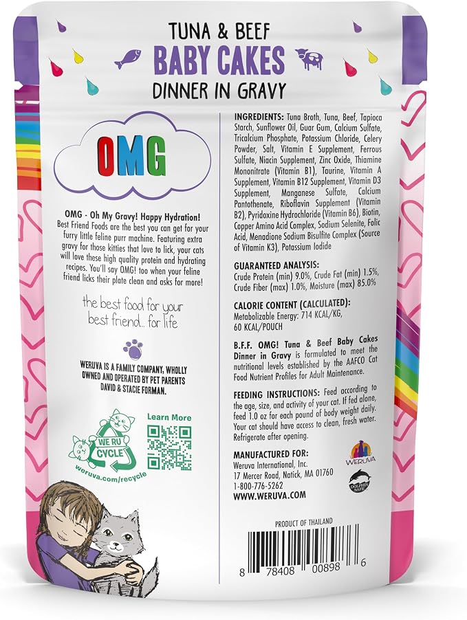 Weruva B.F.OMG - Best Feline Friend Oh My Gravy!, Tuna & Beef Baby Cakes - Image 2