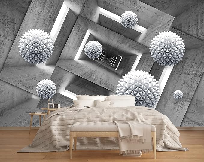 3D Wallpaper Modern Spherical Geometry Space Photo Murals Wallpaper for Living Room Bedroom(Not Peel n' Stick)