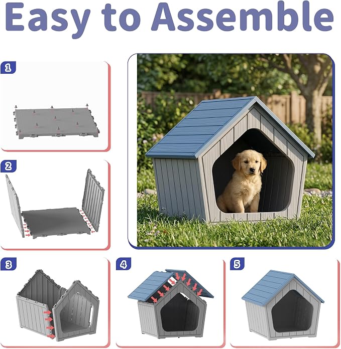 DRATO Outdoor Dog House for Small Dogs, Durable Resin Dog Shelter - Image 7