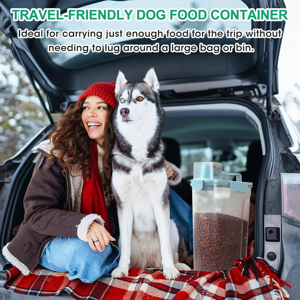 TBMax Pet Dog Cat Food Storage Container 5 to 7 lbs with Can Cover and Mixing Spoon, Airtight Bird Seed Container, Cat Food Storage Dispenser, Kibble Storage Dog Treat Bin -Light Blue