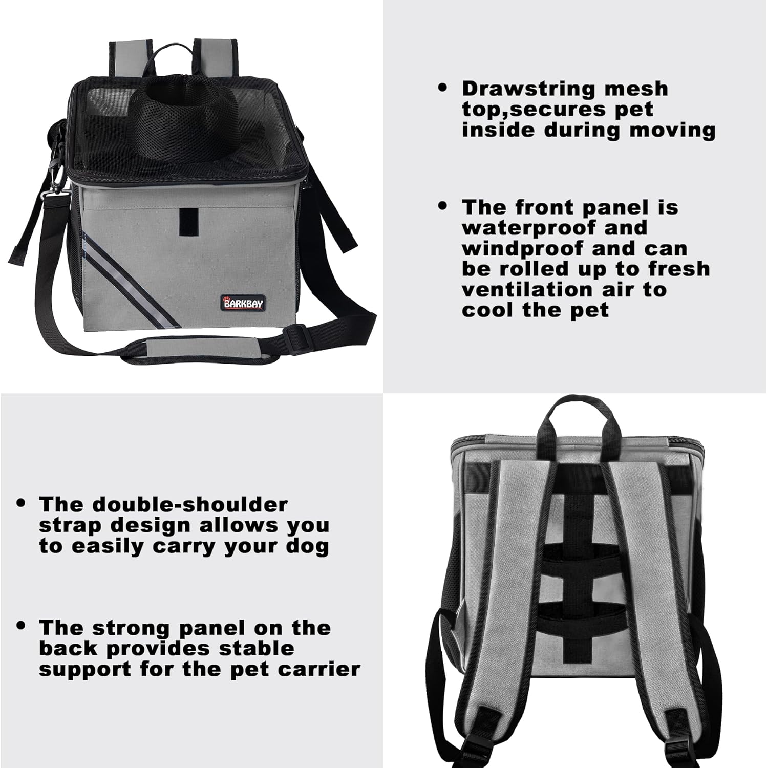 Pet Carrier Bicycle Basket Bag Pet Carrier/Booster Backpack for Dogs and Cats with Big Side Pockets,Comfy & Padded Shoulder Strap,Travel with Your Pet Safety（Titanium）