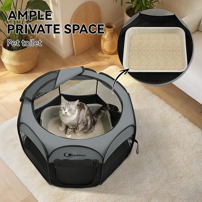 Siedihit Dark Grey Dog Cat Playpen, Puppy Pet Playpen, Small Dogs Tent Crates - Image 6