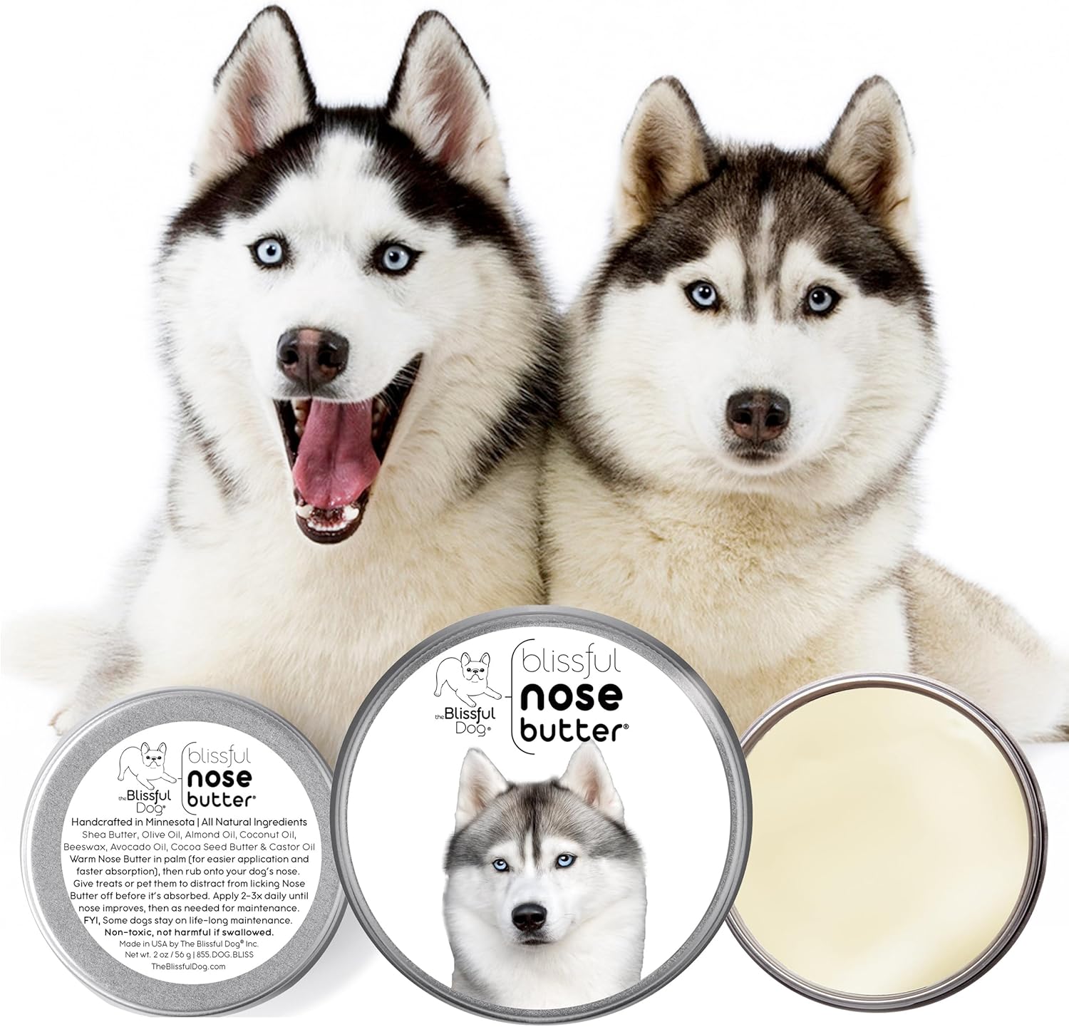 The Blissful Dog Husky Unscented Nose Butter, 2-Ounce
