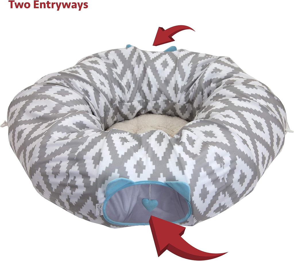 Kitty City Large Cat Tunnel Bed, Cat Bed, Pop Up Bed, Cat Toys, White