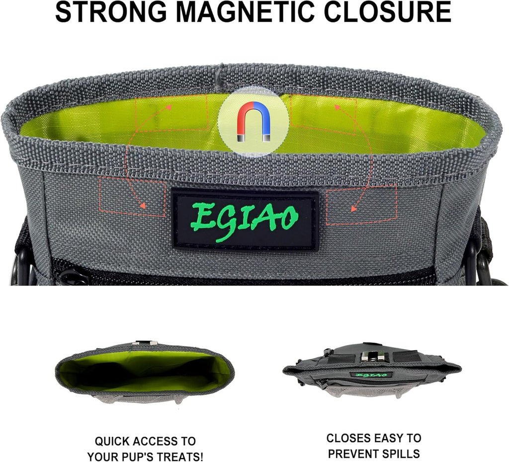 Dog Treat Pouch 2.0, Strong Magnetic Closure, Poop Bag Dispenser (Including Collapsible Dog Bowl, Training Clicker, Poop Bags)