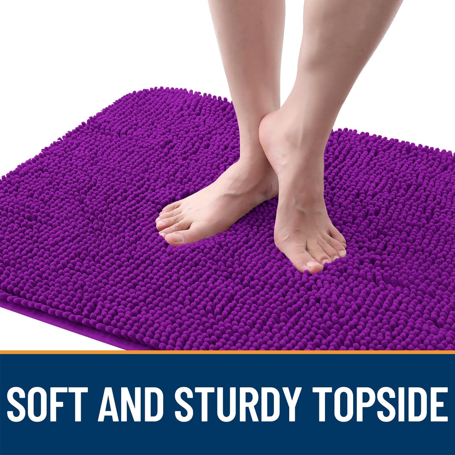 OLANLY Dog Door Mat for Muddy Paws 44x32, Absorbs Moisture and Dirt, Absorbent Non-Slip Washable Doormat, Quick Dry Chenille Mud Mat for Dogs, Entry Indoor Entryway Carpet for Inside Floor, Purple