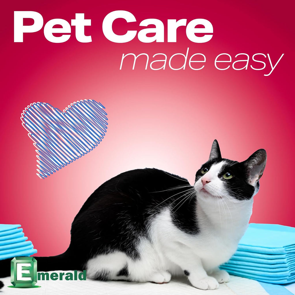 Emerald Incontinence Underpads, 50 Pads, Waterproof Plastic Backing, Highly Absorbent Cotton Fluff, Non-Skid, for Bedwetting, Pets, Seniors