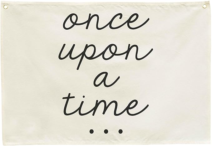 Nursery Canvas Banner Wall Decor-Hanging Rectangular Poster Flag Sign for Baby Kids Girl Boy,Bedroom Babyroom Bookshelf Bookcase Reading Corner Decor,Christmas Gift-Once Upon a Time-28.5" L x 20" W