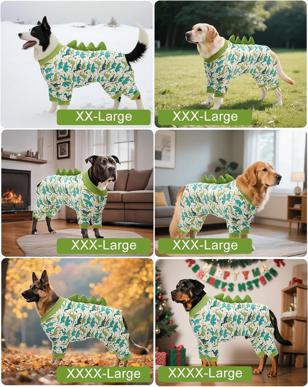 CuteBone Dinosaur Costume Dog Pajamas, Stretchy Spandex Crystal Velvet Sleepwear Coat for Small Dogs, Soft & Warm Pet Outfit Clothes for Cold Weather, Cozy Pullover Design COSP05-4XL