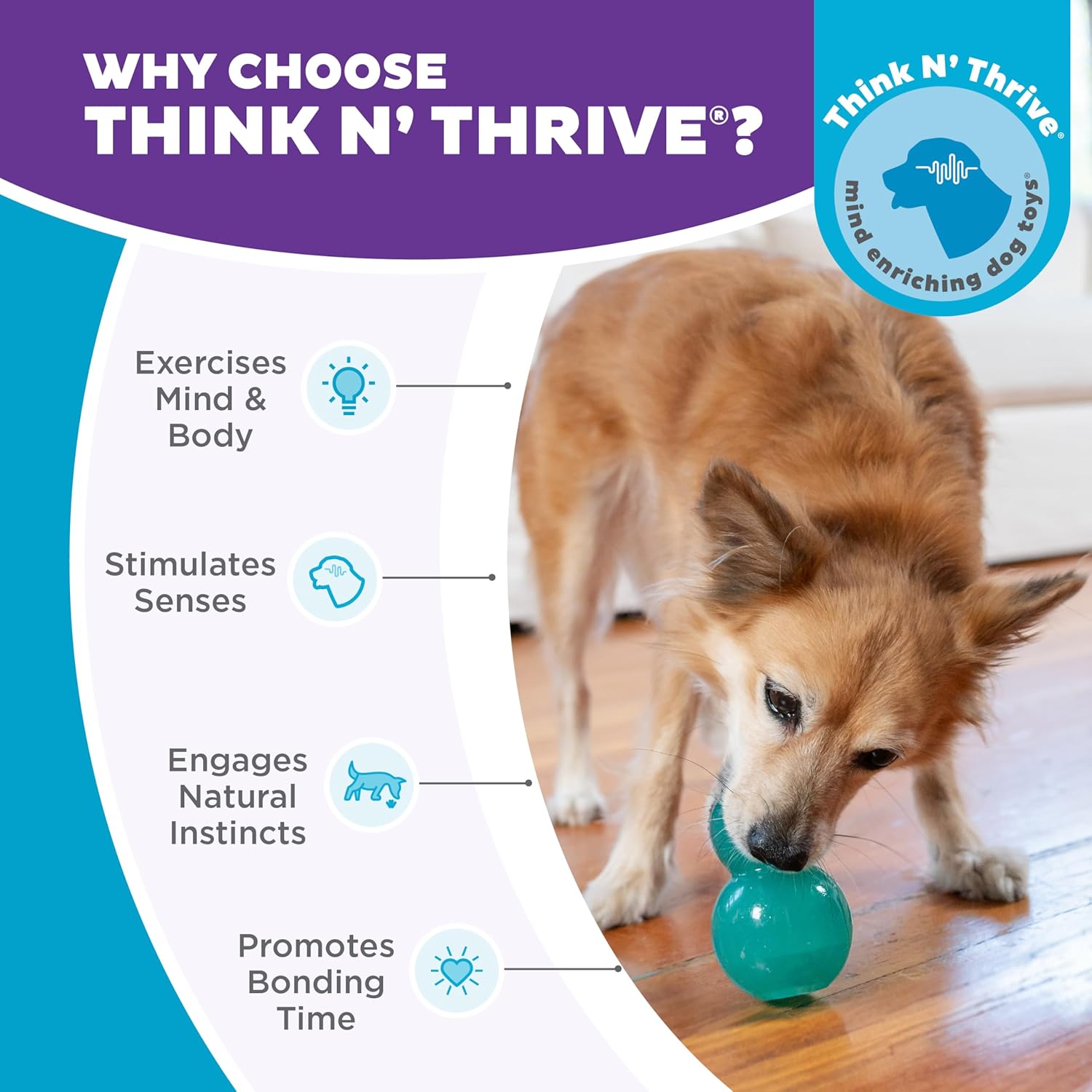 Outward Hound by Planet Dog Double-Tuff Interactive Treat-Dispensing Dog Toy, Medium, Blue