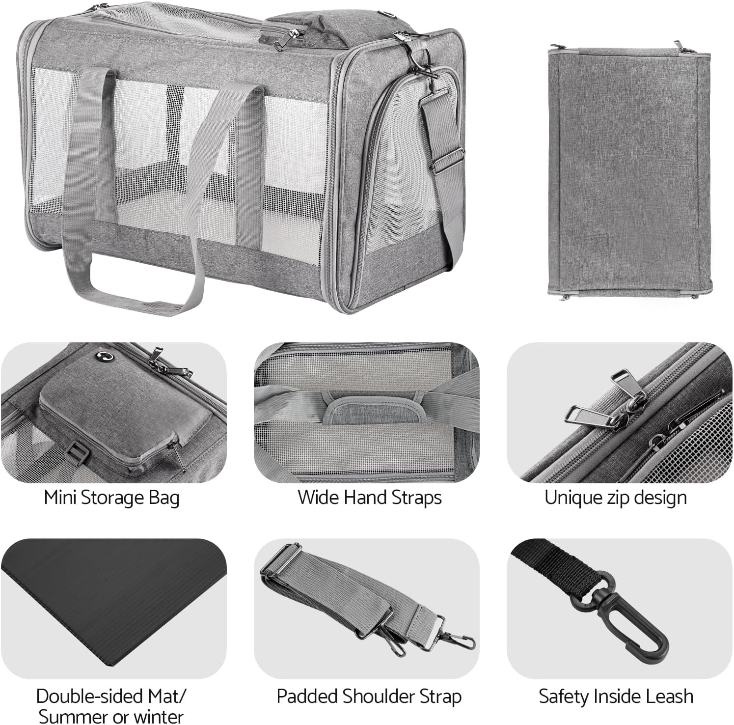 Airline-Approved Pet Carrier Cat Carrier Dog Carrier - Stylish Lightweight, Handheld & Crossbody, Honeycomb Support, Anti-Escape Design for Travel, Walks & Daily Outings