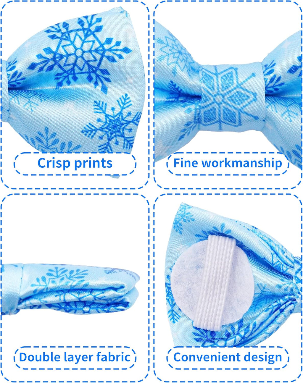 PET SHOW 10 Pack Winter Small Dog Bow Ties Sliding Collar Attachments Puppy Cats Snowflake Bowties for Medium Dogs Snowman Bowknots Holiday Party Pet Grooming Accessories(Small)