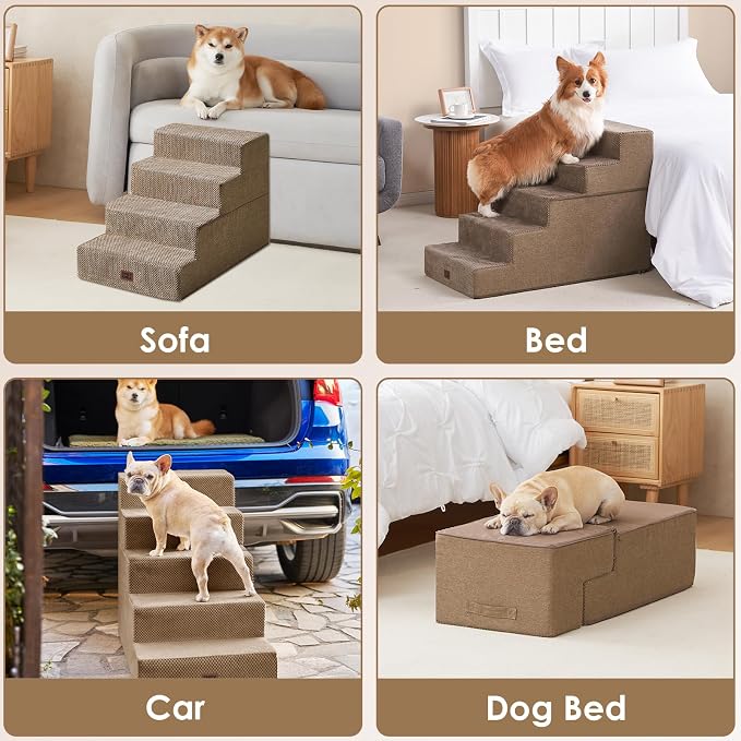 EHEYCIGA Dog Stairs for High Bed 25" H, 5-Step Extra Wide Dog Steps for Bed - Image 8