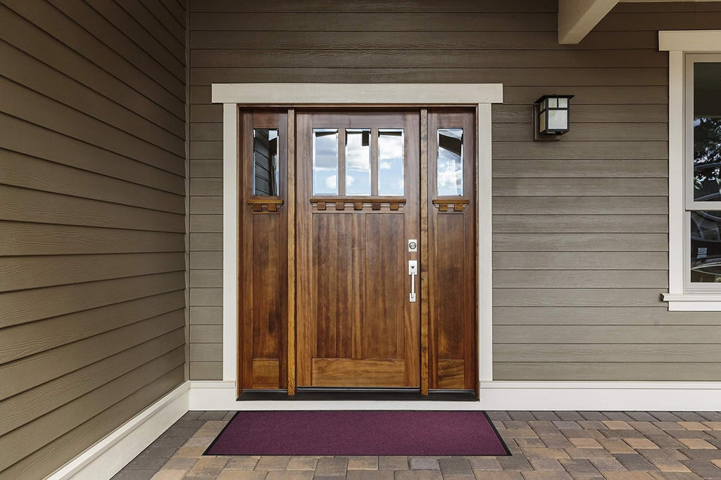 WaterHog Diamond | Commercial-Grade Entrance Mat with Rubber Border – Indoor/Outdoor, Quick Drying, Stain Resistant Door Mat (Medium Brown, 6' x 12')