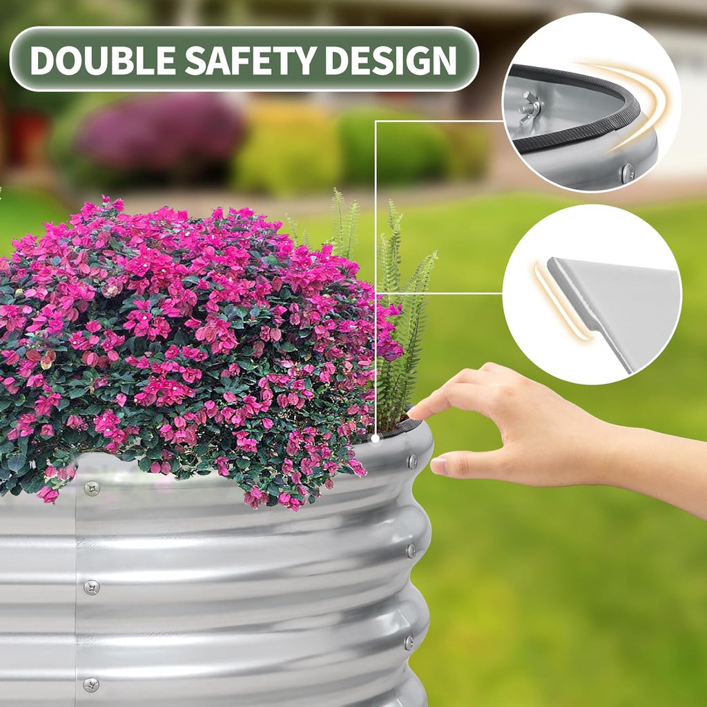 1MORE Galvanized Raised Garden Bed- Planter Garden Boxes Outdoor, Raised Beds for Gardening, 6x3x1ft Metal Garden Bed Kit for Vegetables Flower, Planter Raised Bed with Protective Tape & Tools.Silver